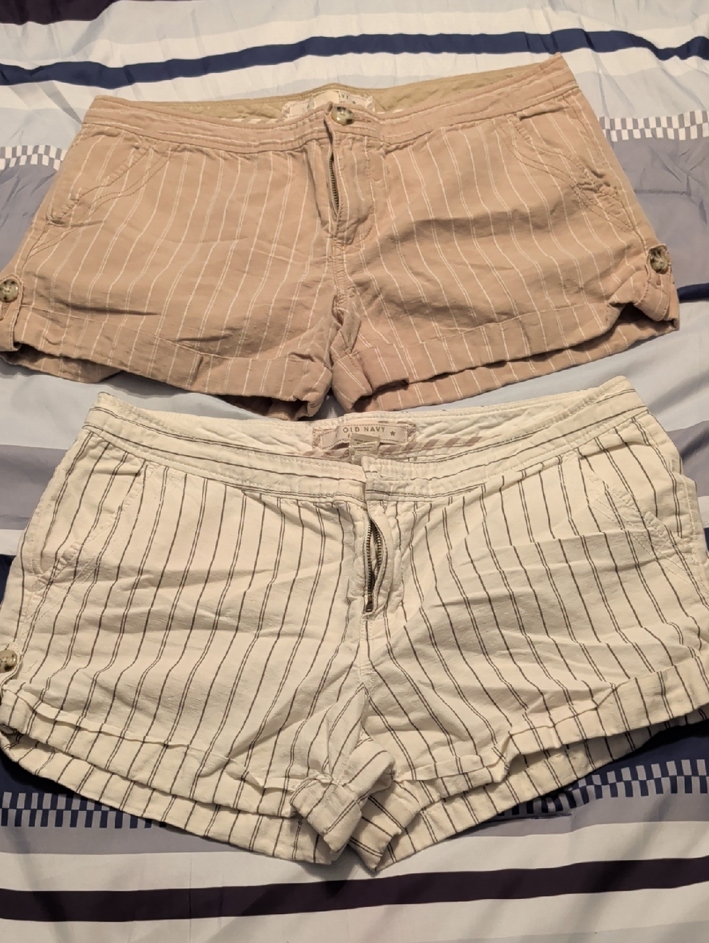 Old Navy Women's Striped Cotton Shorts — Cream and Tan 2 Pairs